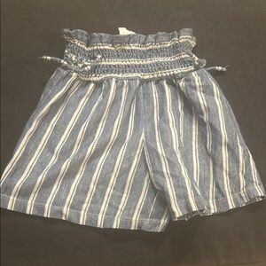 Zara Blue and White Casual Striped Shorts